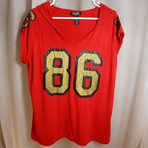 #477 Rouge Collection 86 Red V-Neck Hoodie Shirt Size 2XL